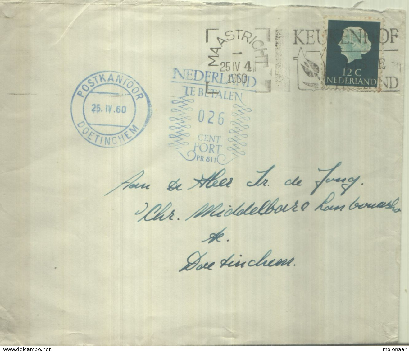 Postzegels > Europa > Nederland > Strafportzegels  Brief  Met  No. 617 Strafportstempel  (16642) - Postage Due