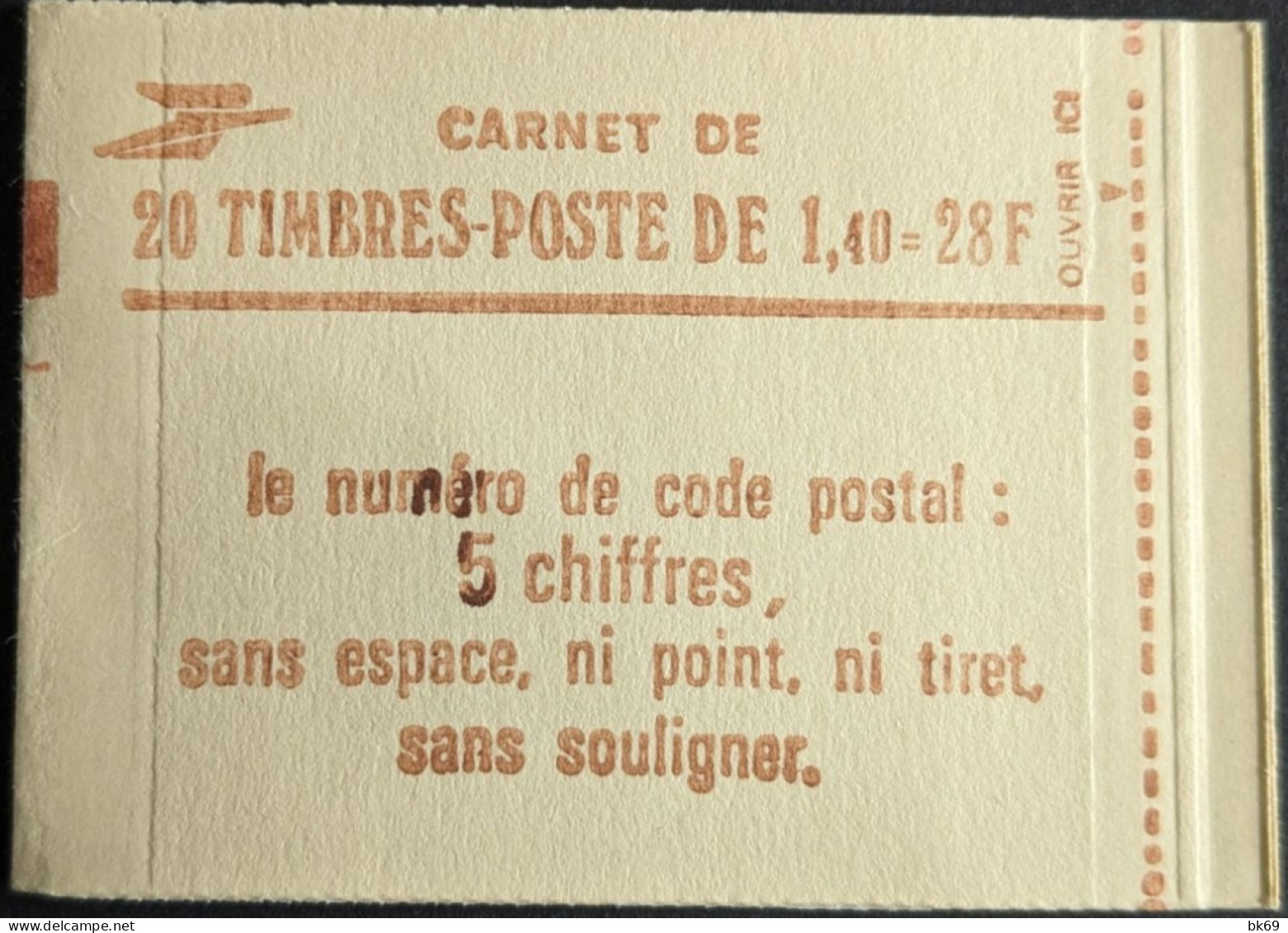 2102 C7a Conf. 8 Date 4/ 1.8.80 Carnet Fermé Sabine 1.40F Rouge - Modern : 1959-…