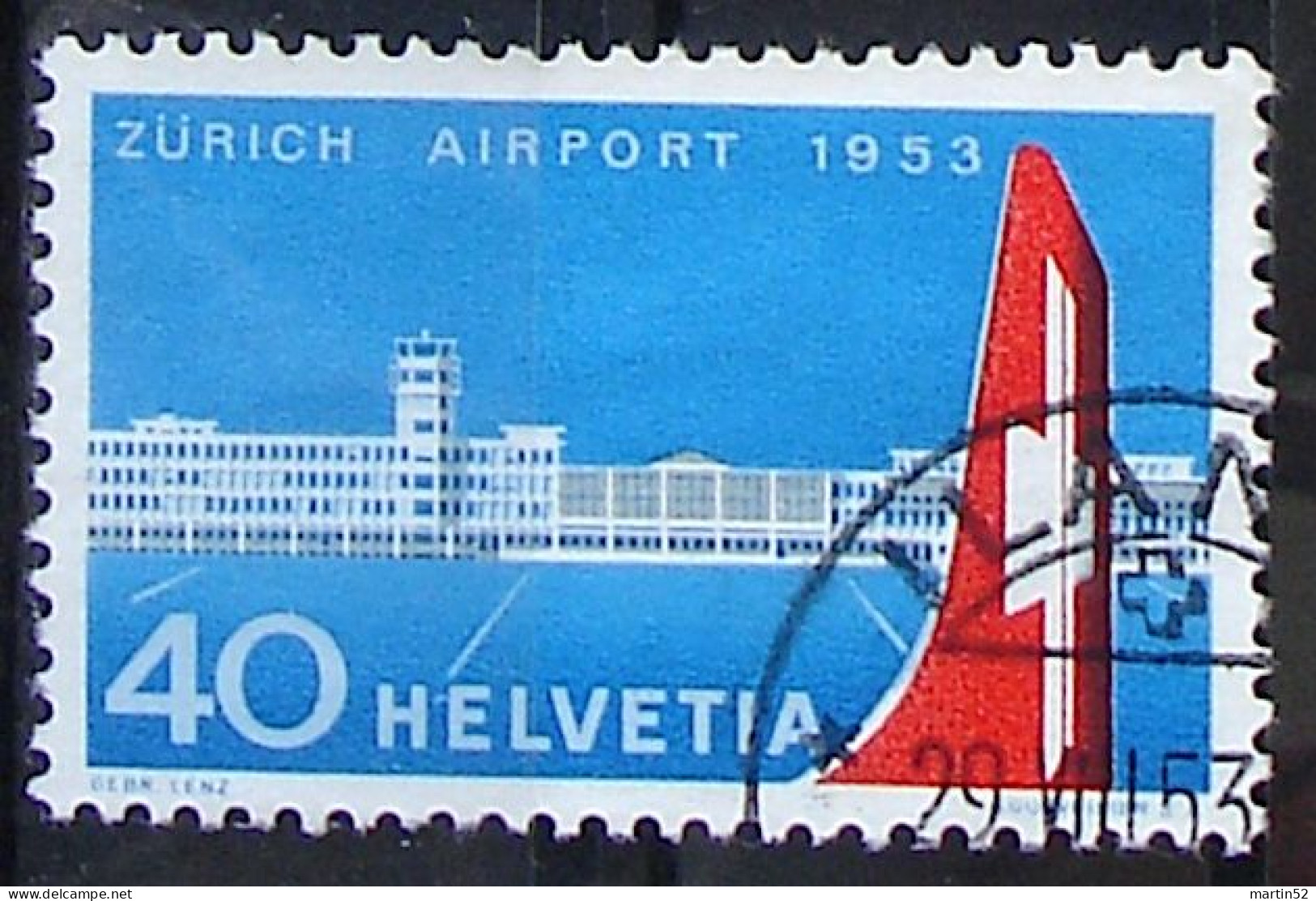 Schweiz Suisse 1953: Airport Kloten Zu 313 Mi 585 Yv 536 Mit Ort-ET-Stempel ILANZ 29.VIII.53 (Zu CHF 15.00++) - Used Stamps