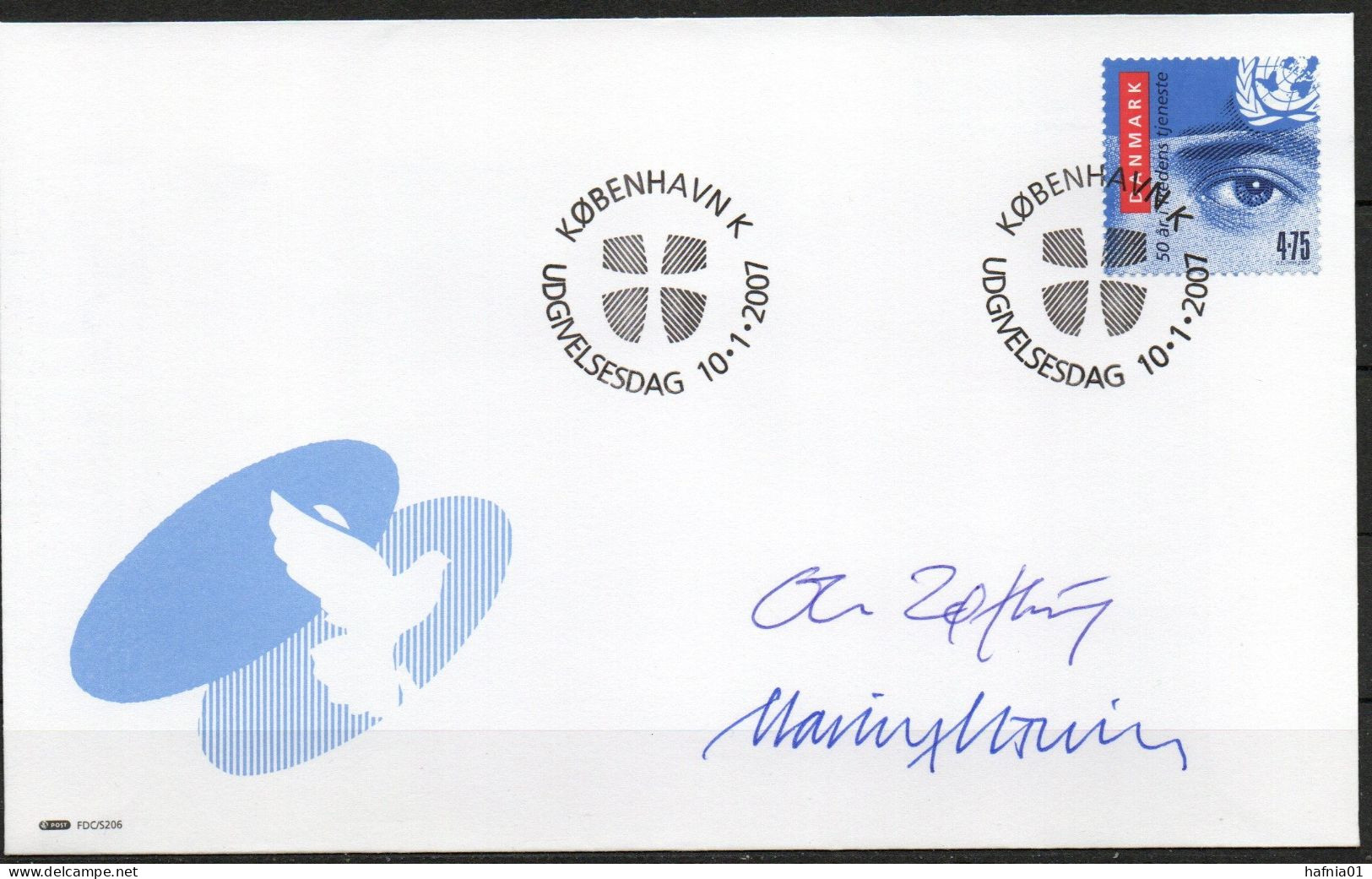 Martin Mörck. Denmark 2007.  50 Anniv Danish UN Peace Mission. Michel 1461 FDC. Signed. - FDC