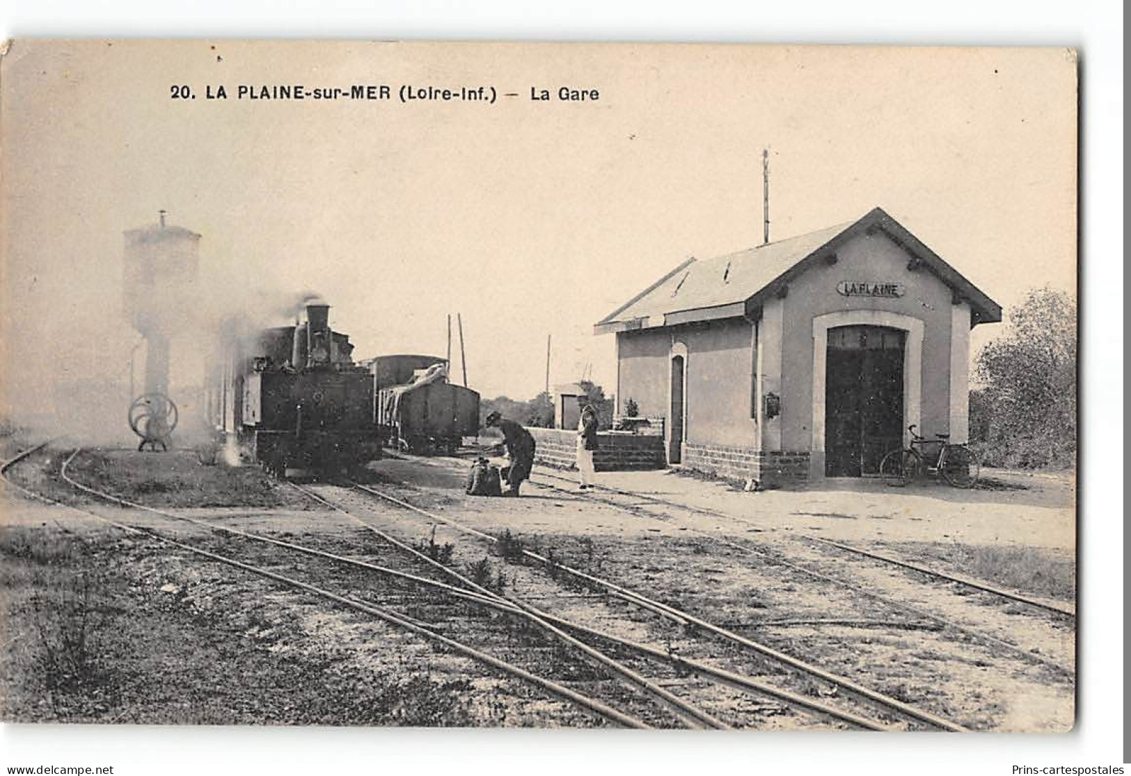 CPA 44 La Plaine Sur Mer La Gare Et Le Train Tramway - La-Plaine-sur-Mer
