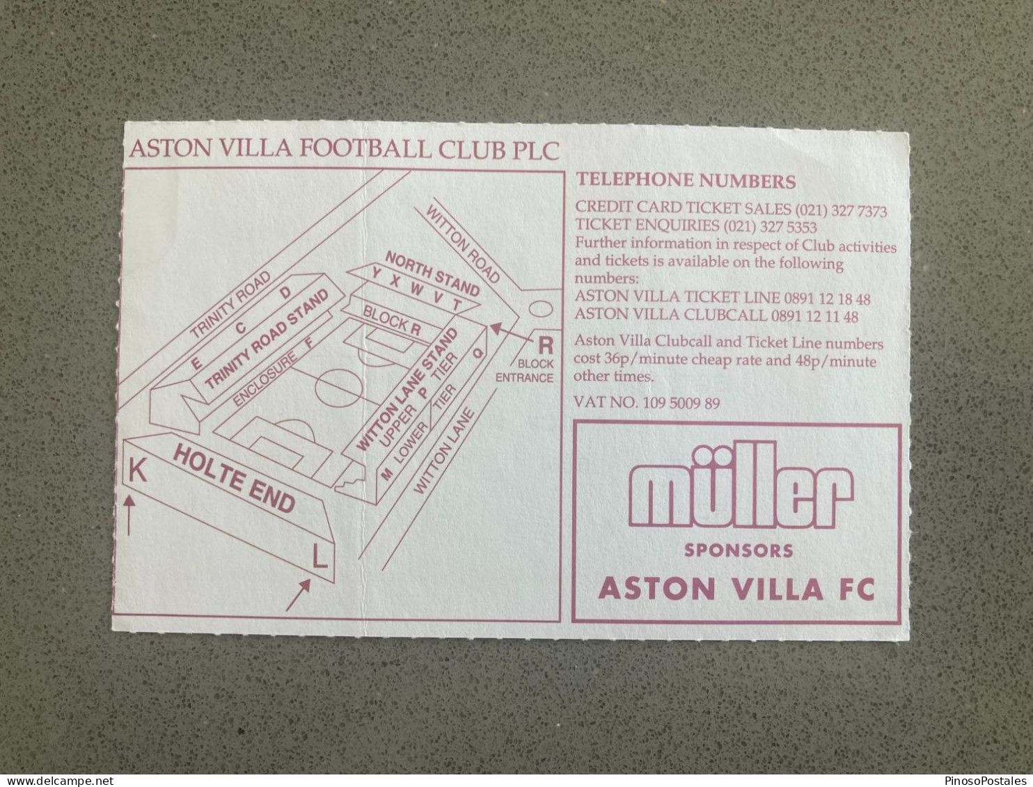 Aston Villa V Oldham Athletic 1993-94 Match Ticket - Tickets & Toegangskaarten