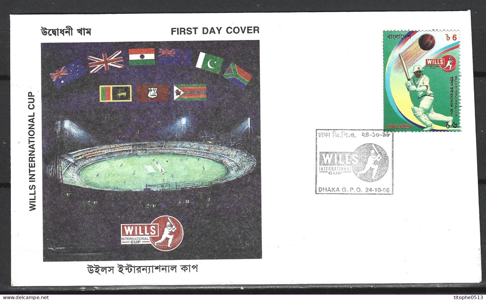 BANGLADESH. N°605 De 1998 Sur Enveloppe 1er Jour. Coupe Intercontinentale. - Cricket