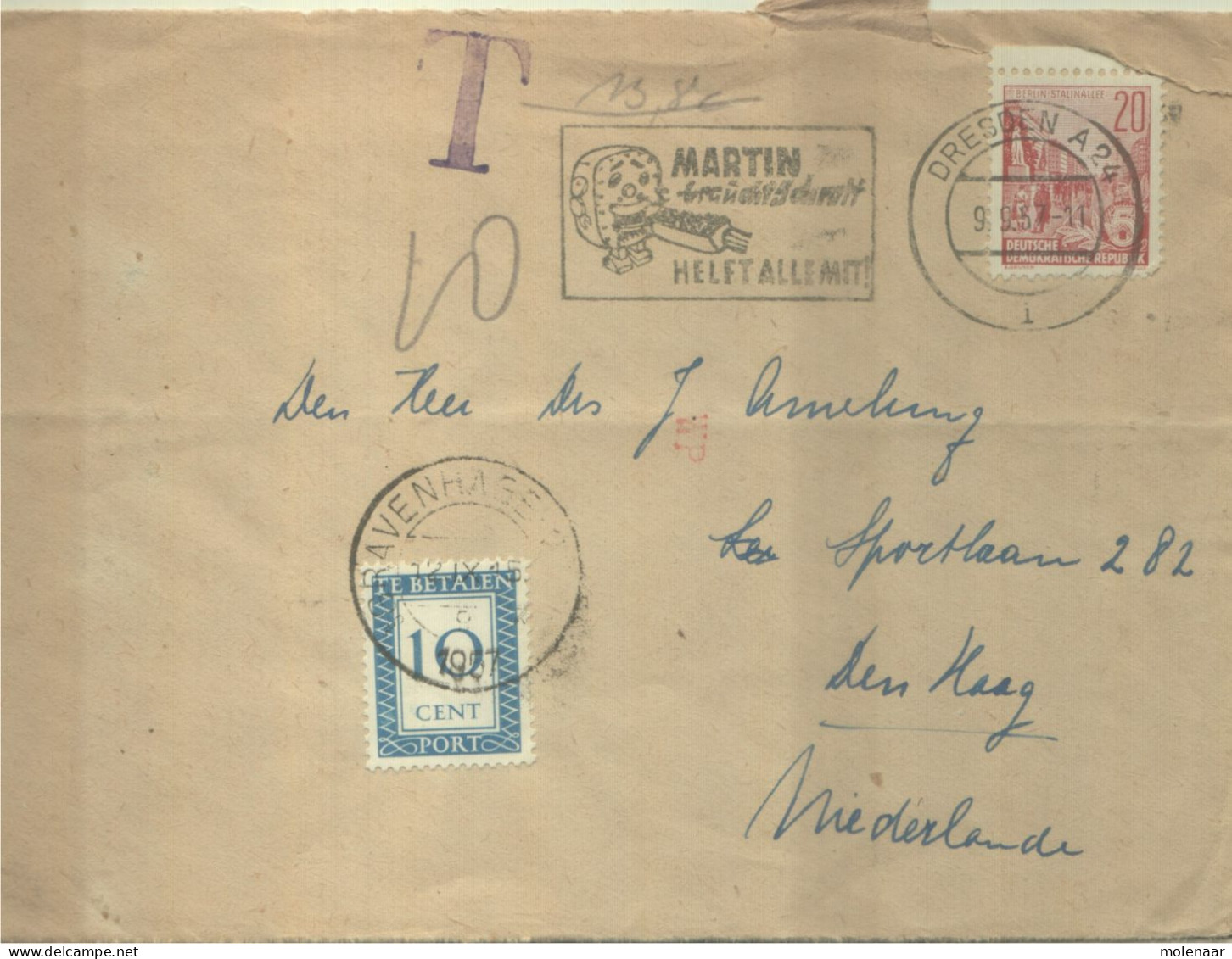 Postzegels > Europa > Nederland > Strafportzegels  Brief DDR  Met  No. P87 (16643) - Portomarken