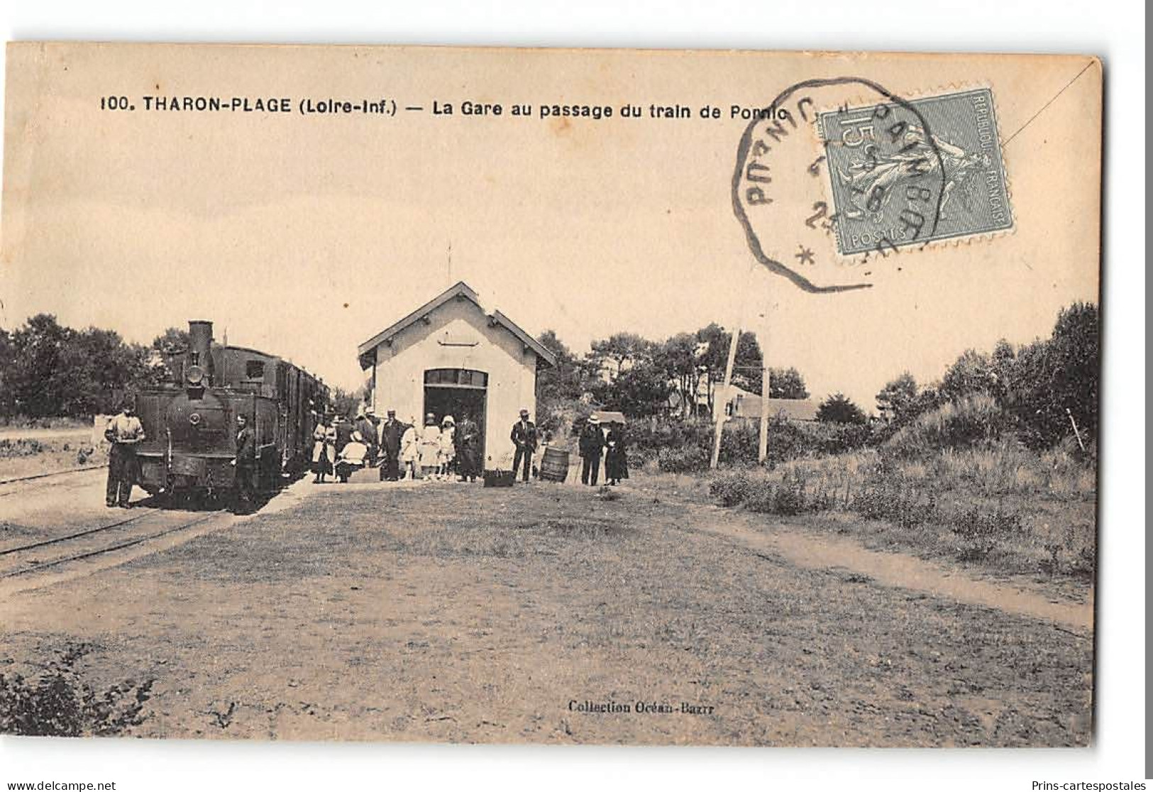 CPA 44 Tharon Plage La Gare Et Le Train Tramway - Tharon-Plage