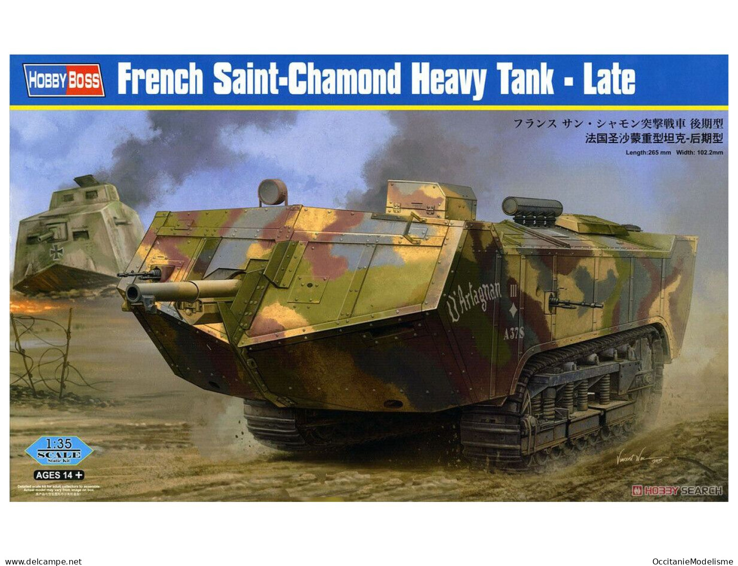 HobbyBoss - Char French Saint-Chamond Heavy Tank Late Maquette Kit Plastique Réf. 83860 Neuf NBO 1/35 - Véhicules Militaires