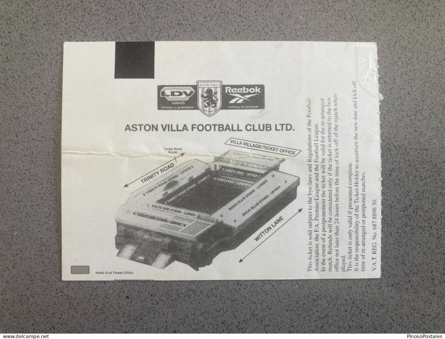 Aston Villa V Manchester City 2000-01 Match Ticket - Tickets & Toegangskaarten