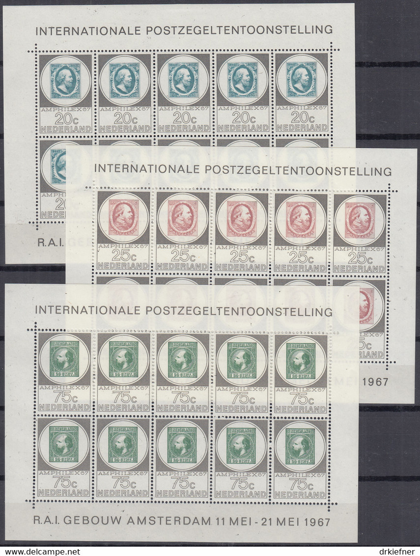 NIEDERLANDE  880-882, 3 Kleinbogen, Postfrisch **, AMPHILEX '67 - Komplette Jahrgänge