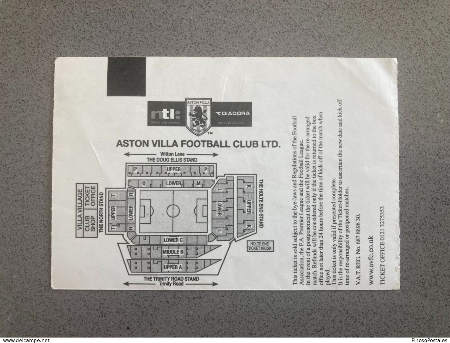 Aston Villa V Bolton Wanderers 2001-02 Match Ticket - Tickets & Toegangskaarten