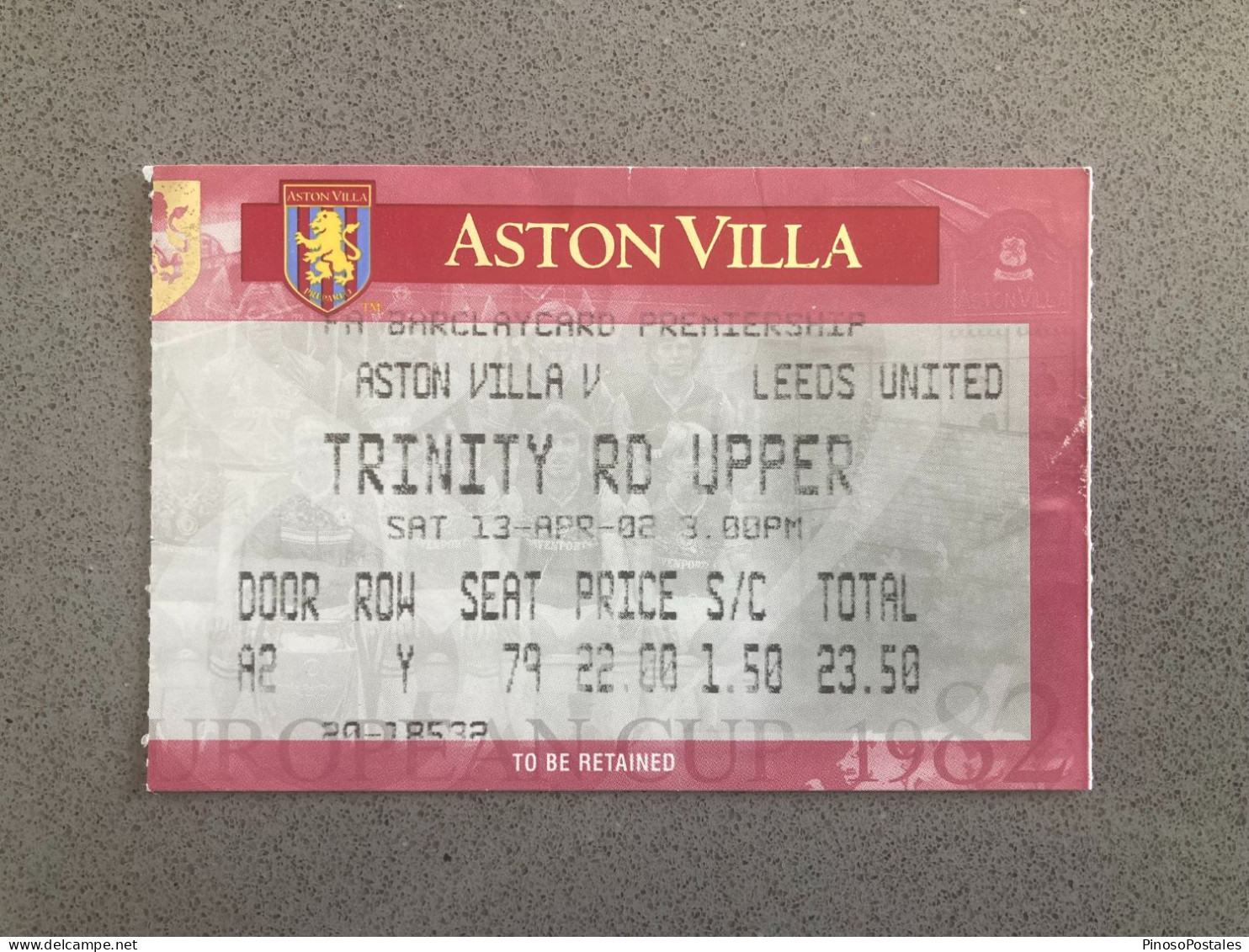 Aston Villa V Leeds United 2001-02 Match Ticket - Tickets & Toegangskaarten