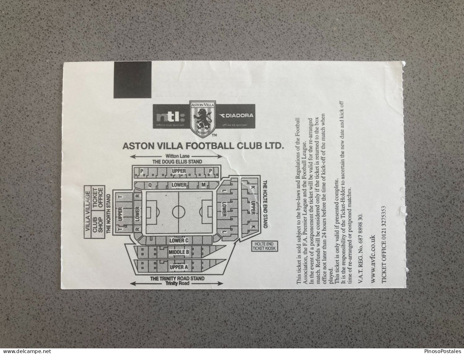 Aston Villa V Leeds United 2001-02 Match Ticket - Tickets & Toegangskaarten