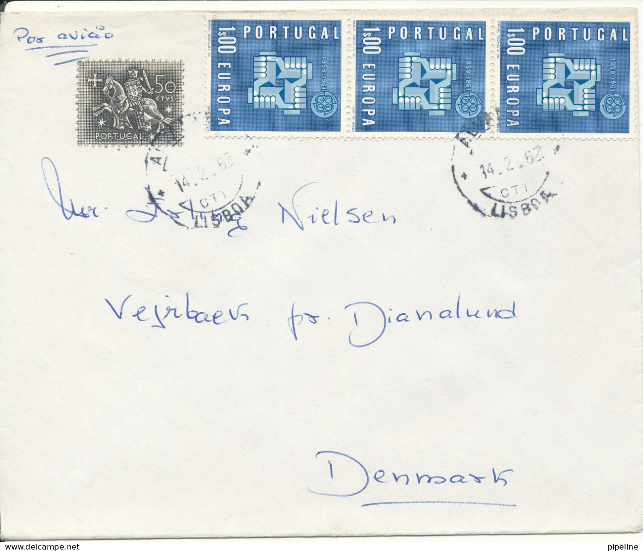 Portugal Cover Sent To Denmark 14-2-1962 With EUROPA CEPT 1962 Stamps - Cartas & Documentos