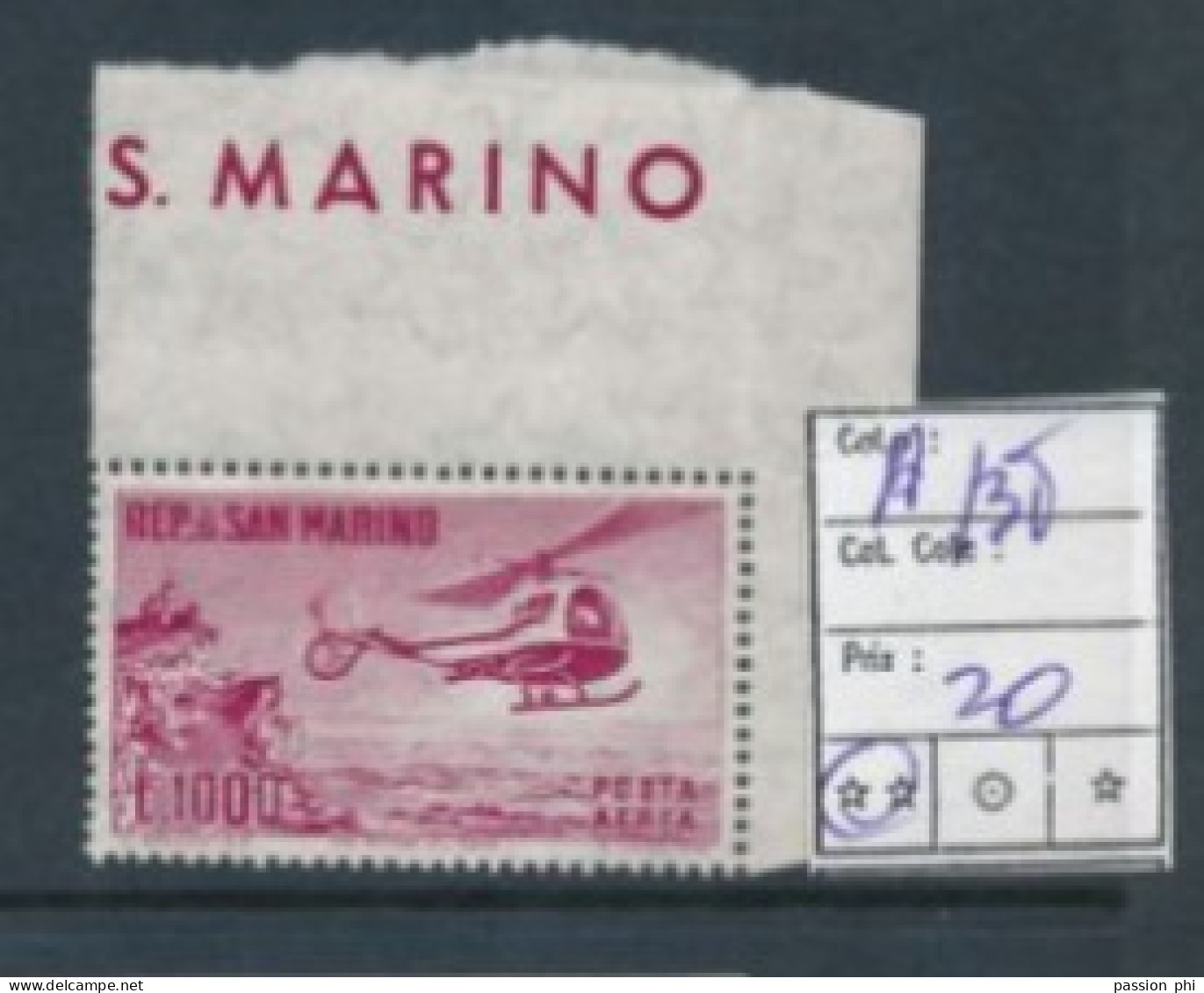 B7 SAN MARINO SASSONE  A 138 MNH - Airmail