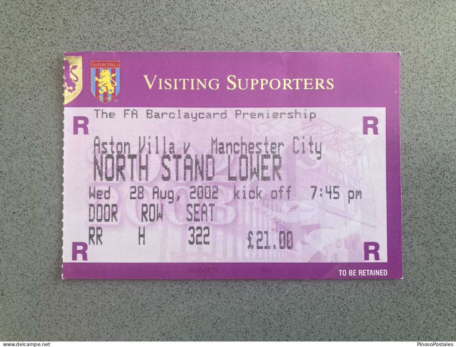 Aston Villa V Manchester City 2002-03 Match Ticket - Tickets & Toegangskaarten