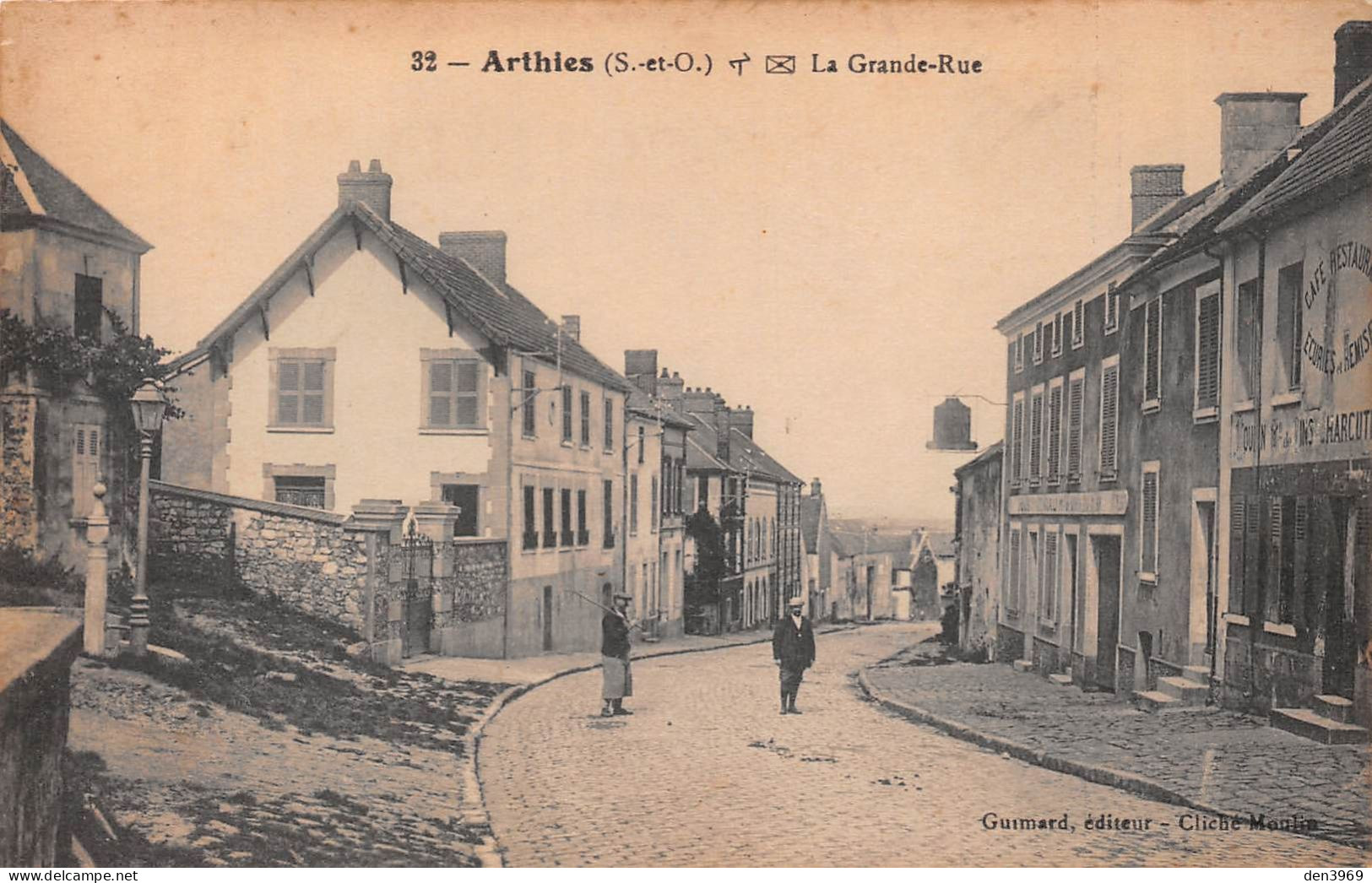 ARTHIES (Val-d'Oise) - La Grande Rue - Lampadaire - Ecrit 1915 (2 Scans) - Arthies