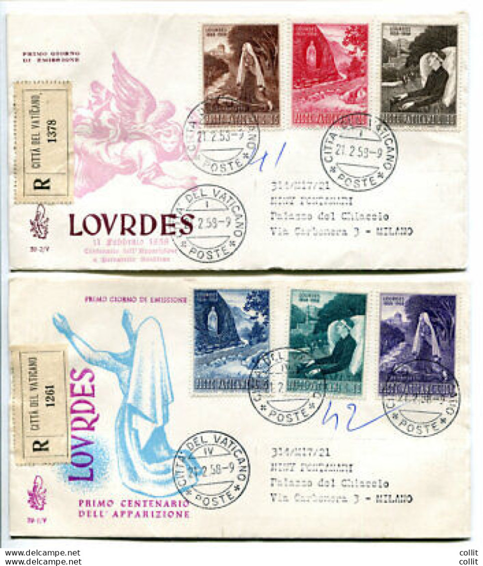 Vaticano FDC Venetia 1958 Lourdes  Viaggiata Racc. Per L'Italia - FDC