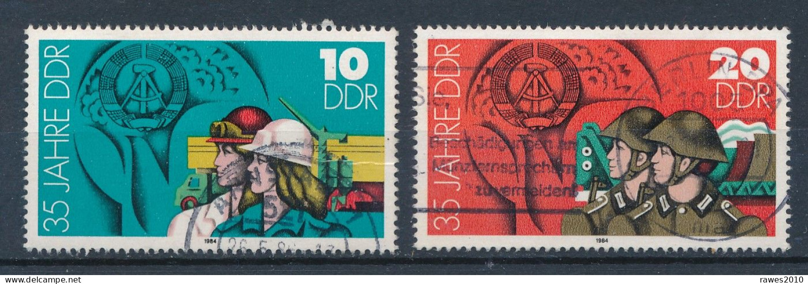 DDR Mi. 2898 + 2899 Gest. 35 Jahre DDR Bauarbeiter + Militär Soldaten - Oblitérés