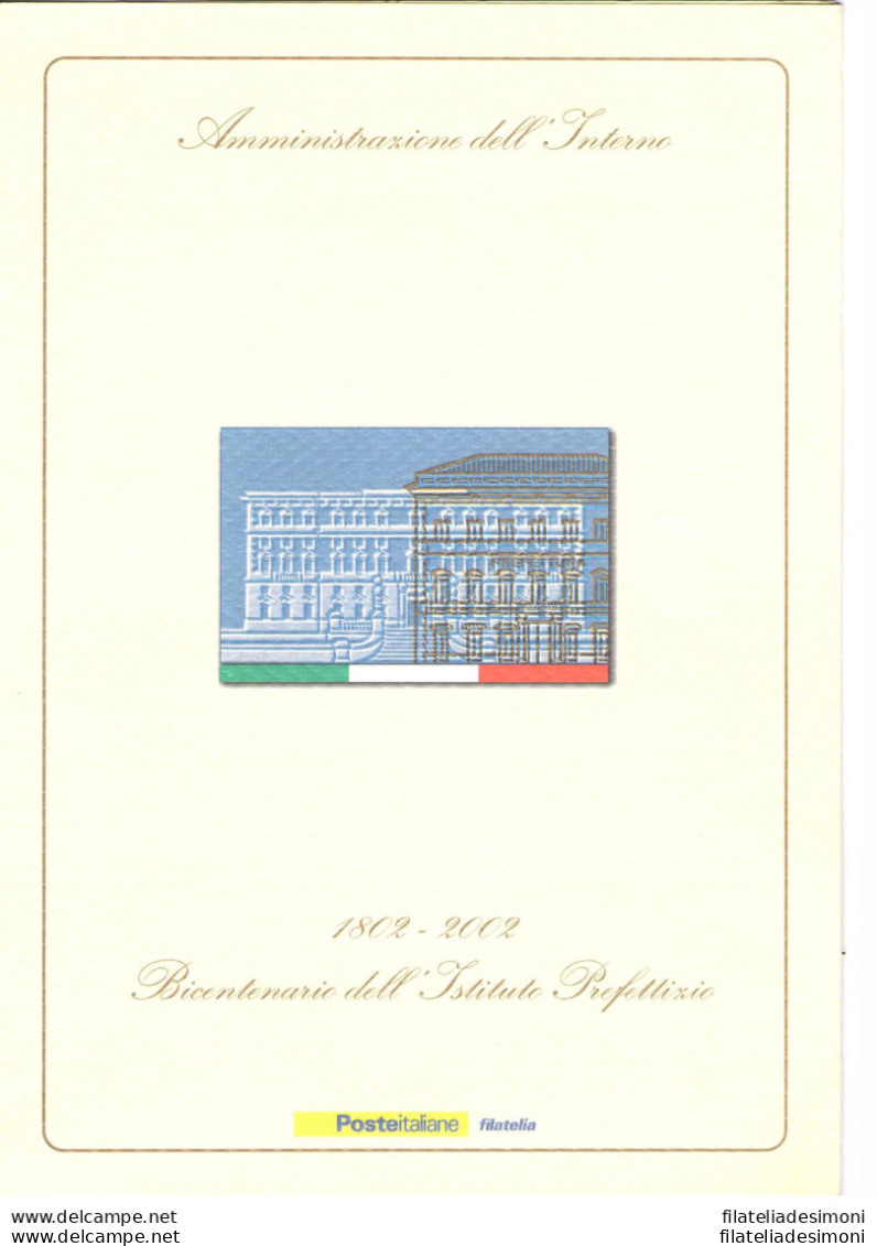2002 Italia - Repubblica , Folder -Bicentenario Istituto Prefettizio  MNH** - Presentatiepakket