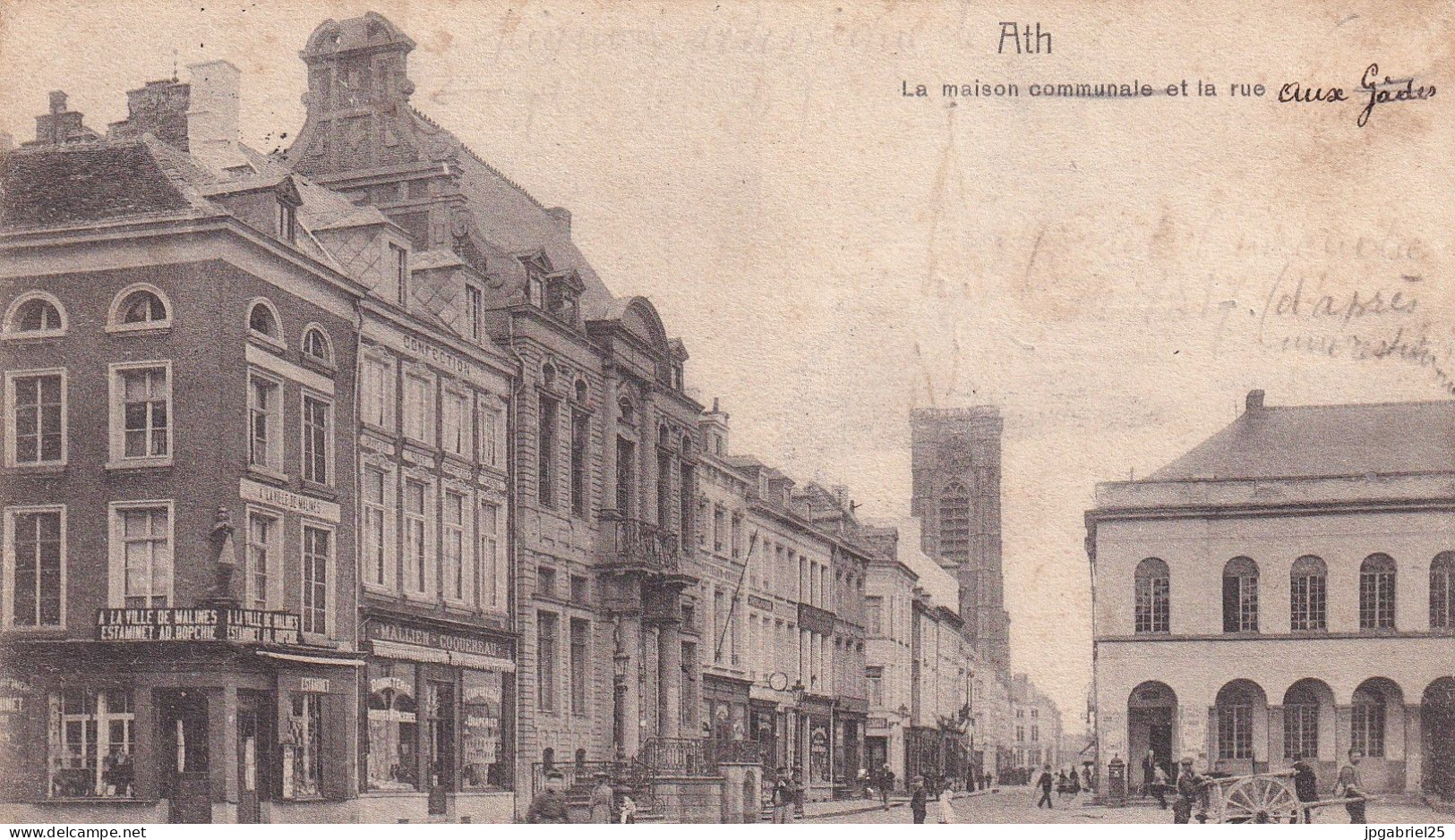 Ath La Maison Communale Et La Rue De Gand - Ath