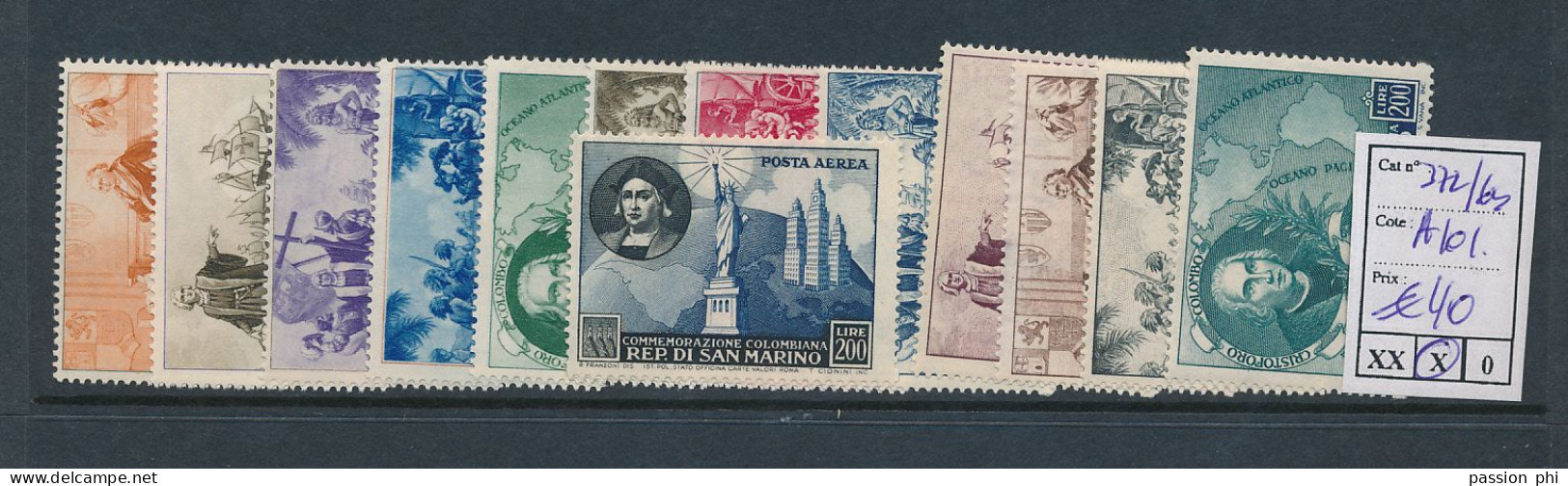 B7 SAN MARINO SASSONE  372/383 + A101 LH - Unused Stamps
