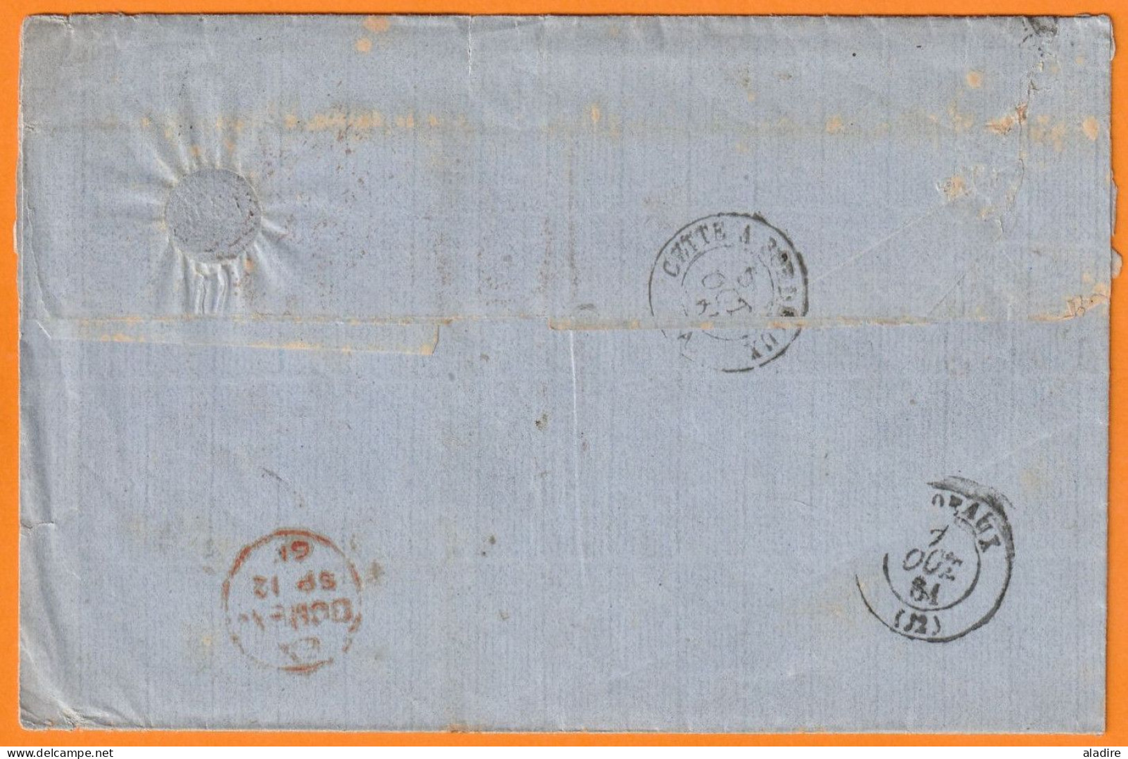 1861 - QV - Lettre Pliée En Français De BOMBAY, Inde Britannique Vers BORDEAUX, France - Via SUEZ & Cette à Bordeaux - 1858-79 Compagnie Des Indes & Gouvernement De La Reine