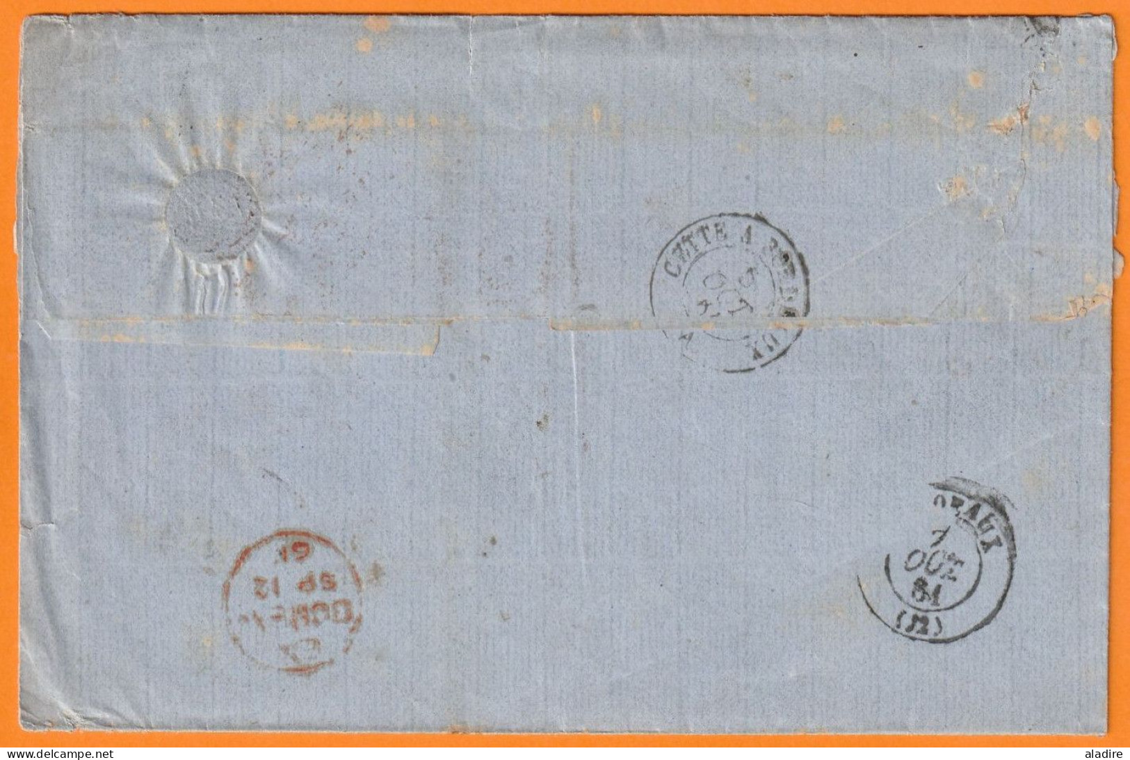 1861 - QV - Lettre Pliée En Français De BOMBAY, Inde Britannique Vers BORDEAUX, France - Via SUEZ & Cette à Bordeaux - 1858-79 Kronenkolonie