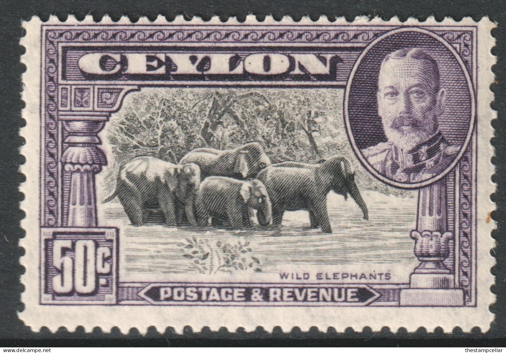 Ceylon Scott 273 - SG377, 1935 George V 50c MH* - Ceylon (...-1947)