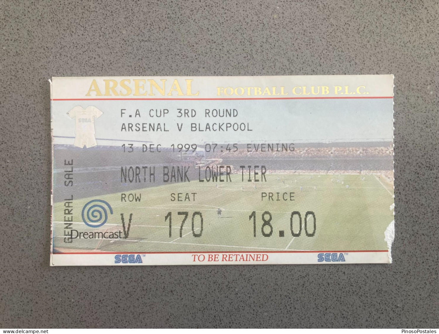 Arsenal V Blackpool 1999-00 Match Ticket - Tickets & Toegangskaarten