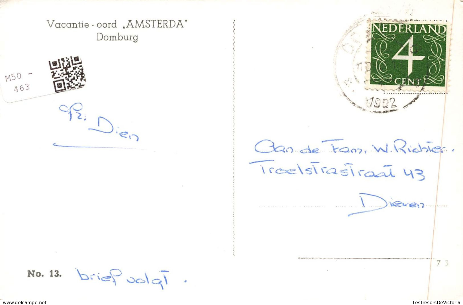 PAYS BAS - Vacantie - Oord Amsterda Domburg - Carte Postale - Domburg