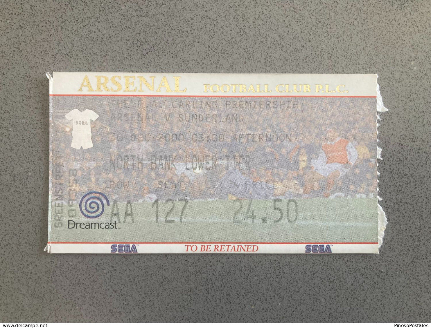 Arsenal V Sunderland 2000-01 Match Ticket - Tickets & Toegangskaarten