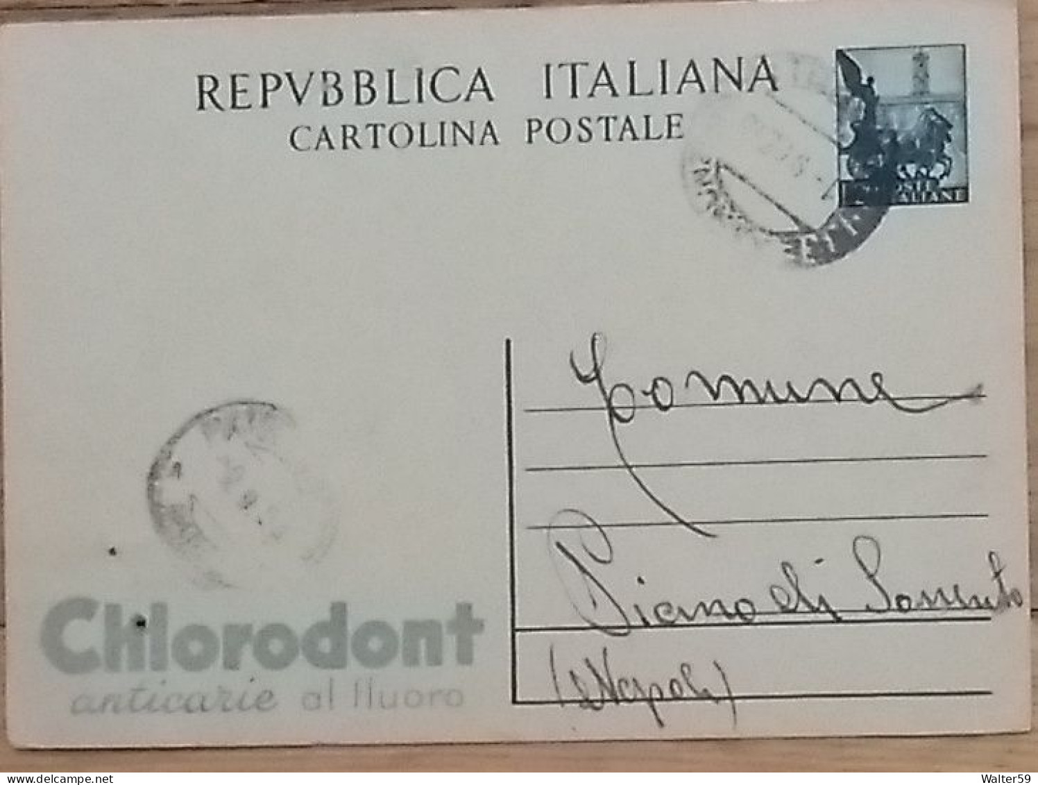 1953 Italia Intero Quadriga £20 Pubblicita' Chlorodont Uso A.R. Vg Sorrento X Piano 3scans - Postwaardestukken