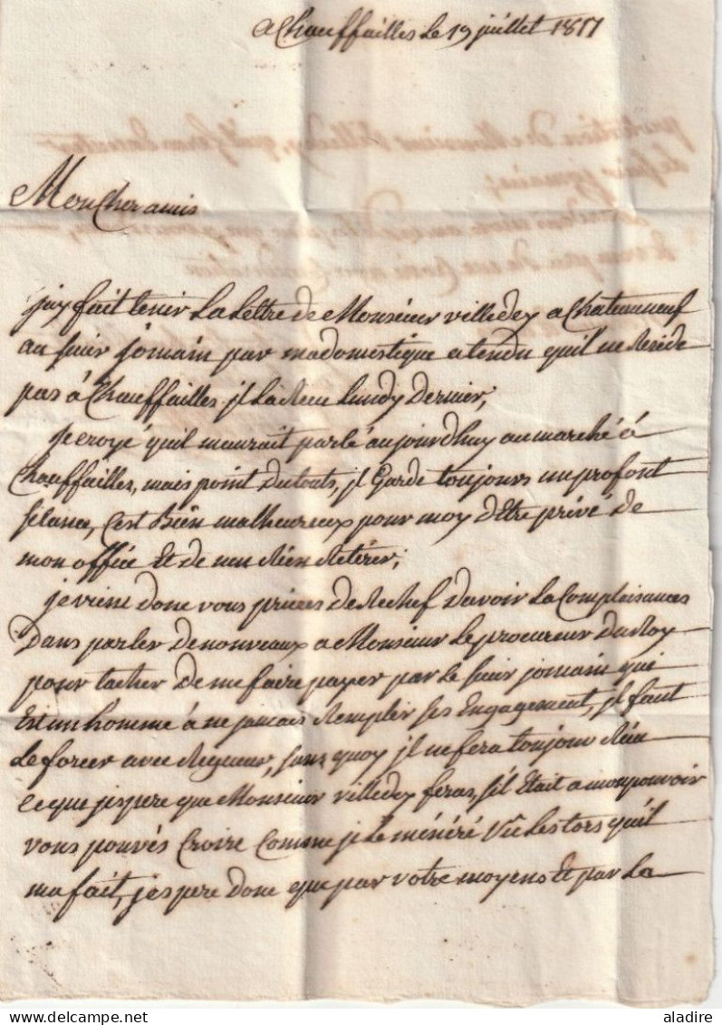 1811 - Marque Postale PP70 LA CLAYETTE (Saône Et Loire ) Sur Lettre Pliée De CHAUFFAILLES Vers CHAROLLES - 1801-1848: Voorlopers XIX