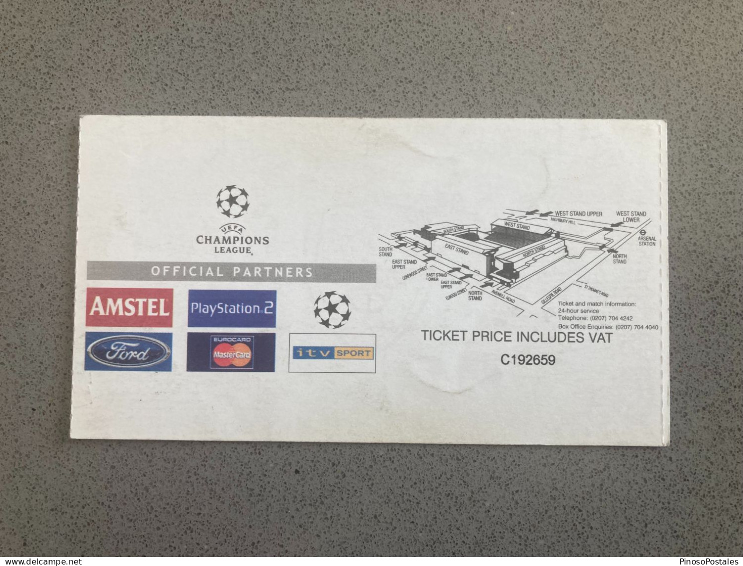 Arsenal V Valencia 2002-03 Match Ticket - Tickets & Toegangskaarten