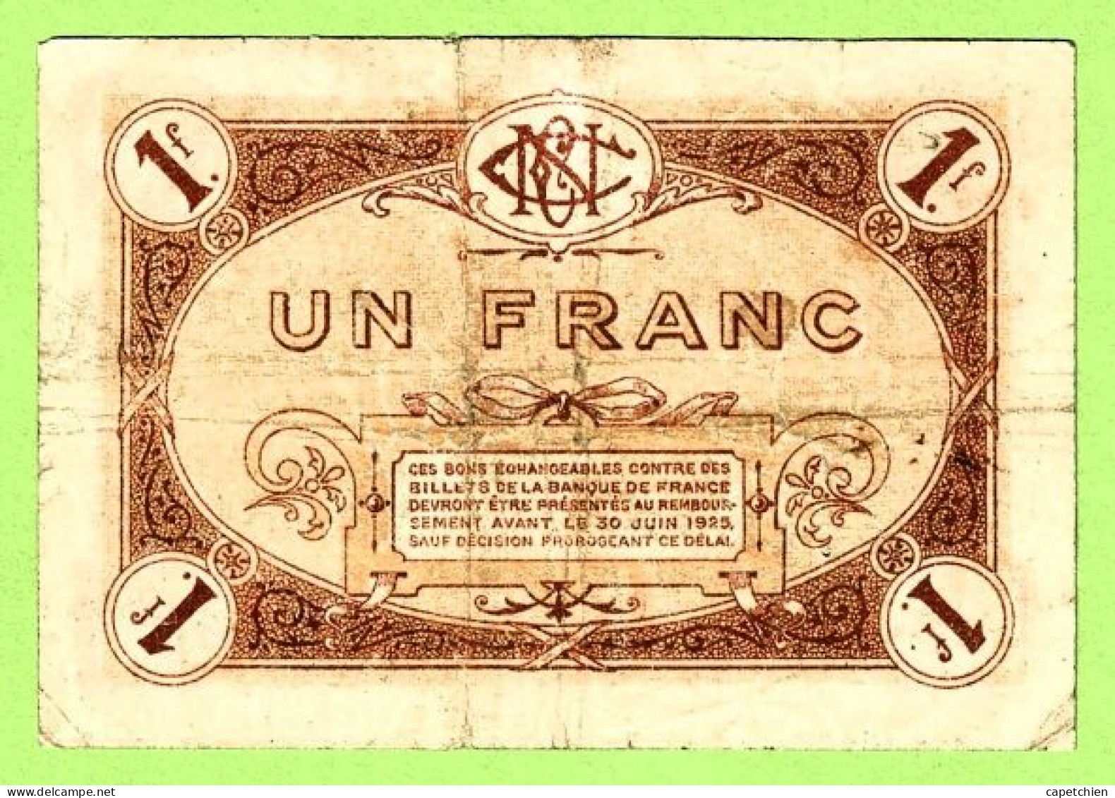 FRANCE /  CHAMBRE De COMMERCE De NEVERS / 1 Franc / 1 Er JUILLET 1920  N° 398,958 / 4 ème SERIE - Chambre De Commerce
