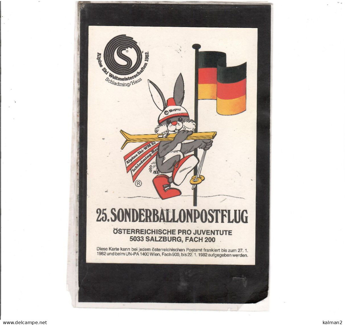 TEM20516 -STEIERMARK 2.2.82  /  25. SONDERBALLONPOSTFLUG -  NETTO KATALOG NR. 25a  - BALLON " D-ERGEE VII " - Fesselballons