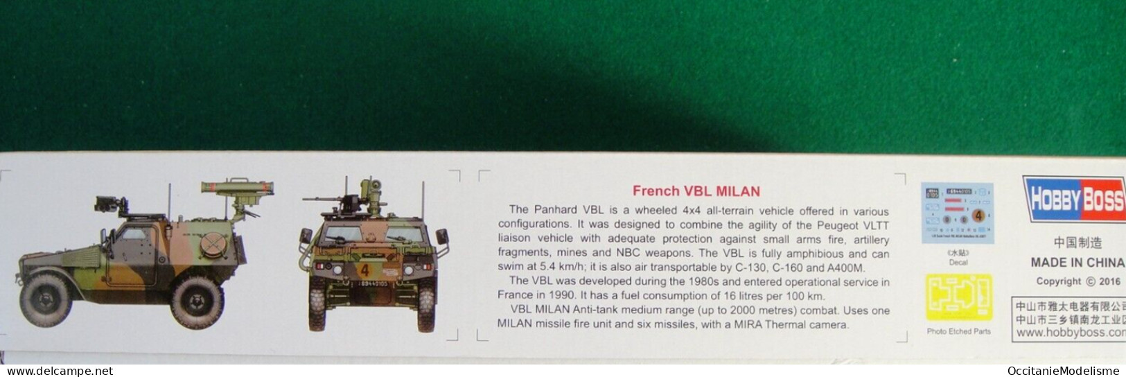 HobbyBoss - French PANHARD VBL MILAN Maquette Kit Plastique Réf. 83877 Neuf NBO 1/35 - Vehículos Militares