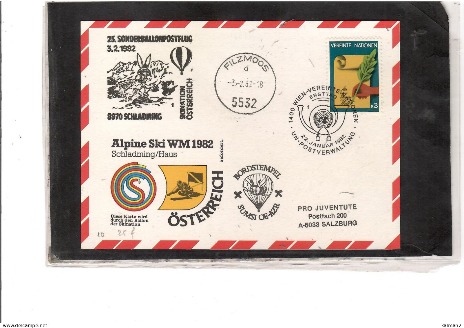 TEM20517 -SCHLADMING 3.2.82  /  25. SONDERBALLONPOSTFLUG -  NETTO KATALOG NR. 25f  - BALLON " SUMSI OE-AZR " - Airships