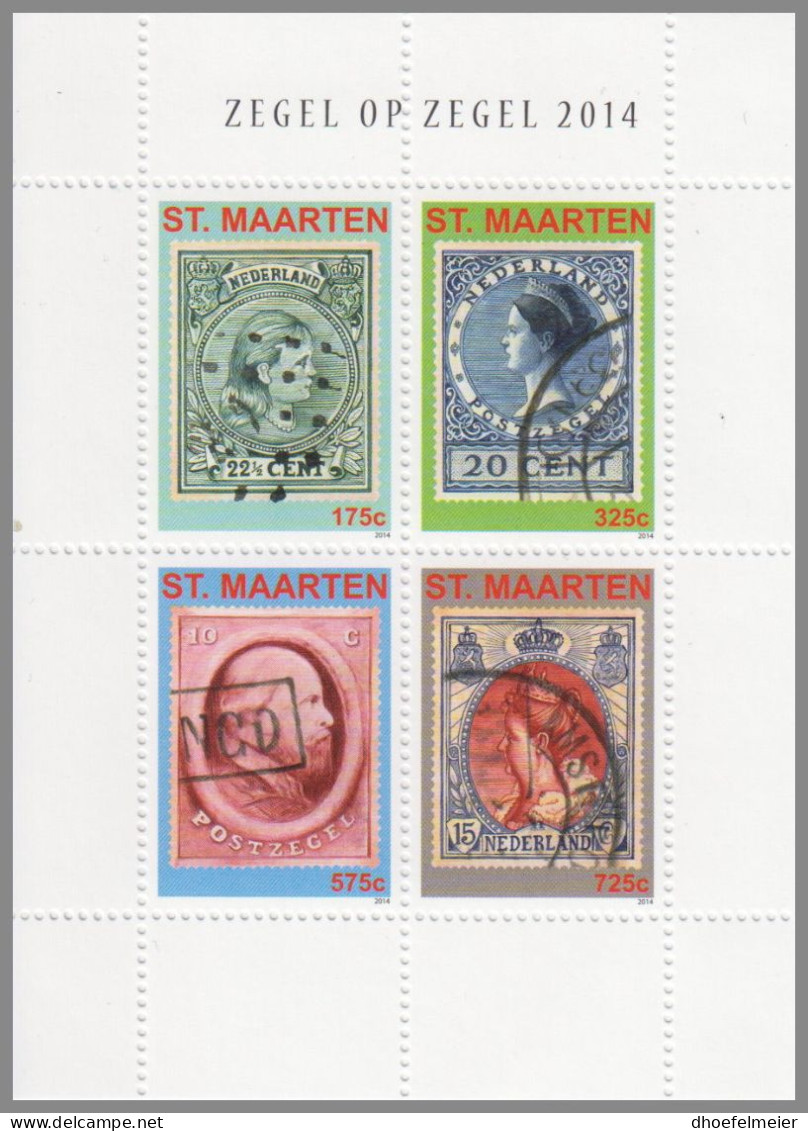 ST. MAARTEN 2014 MNH Stamps On Stamps Briefmarken Auf Marken M/S – OFFICIAL ISSUE – DHQ49610 - Briefmarken Auf Briefmarken