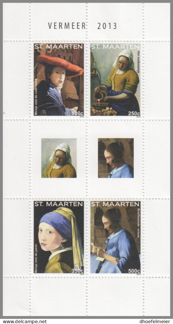 ST. MAARTEN 2013 MNH Vermeer Paintings Gemälde M/S – OFFICIAL ISSUE – DHQ49610 - Sonstige & Ohne Zuordnung