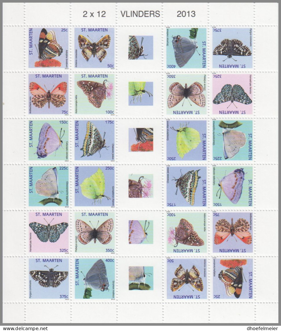 ST. MAARTEN 2013 MNH Butterflies Schmetterlinge Vlinders M/S – OFFICIAL ISSUE – DHQ49610 - Vlinders