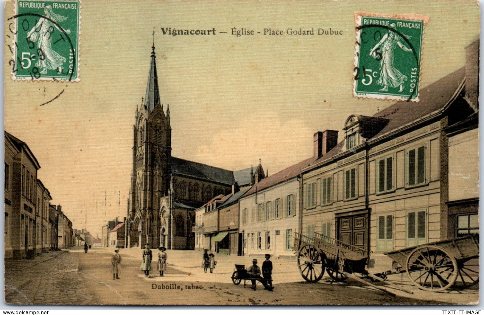 80 VIGNACOURT - Eglise & Place Godard Dubuc. - Vignacourt