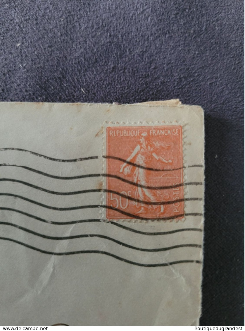 Timbre Sur Enveloppe 50c 1929 - Usados