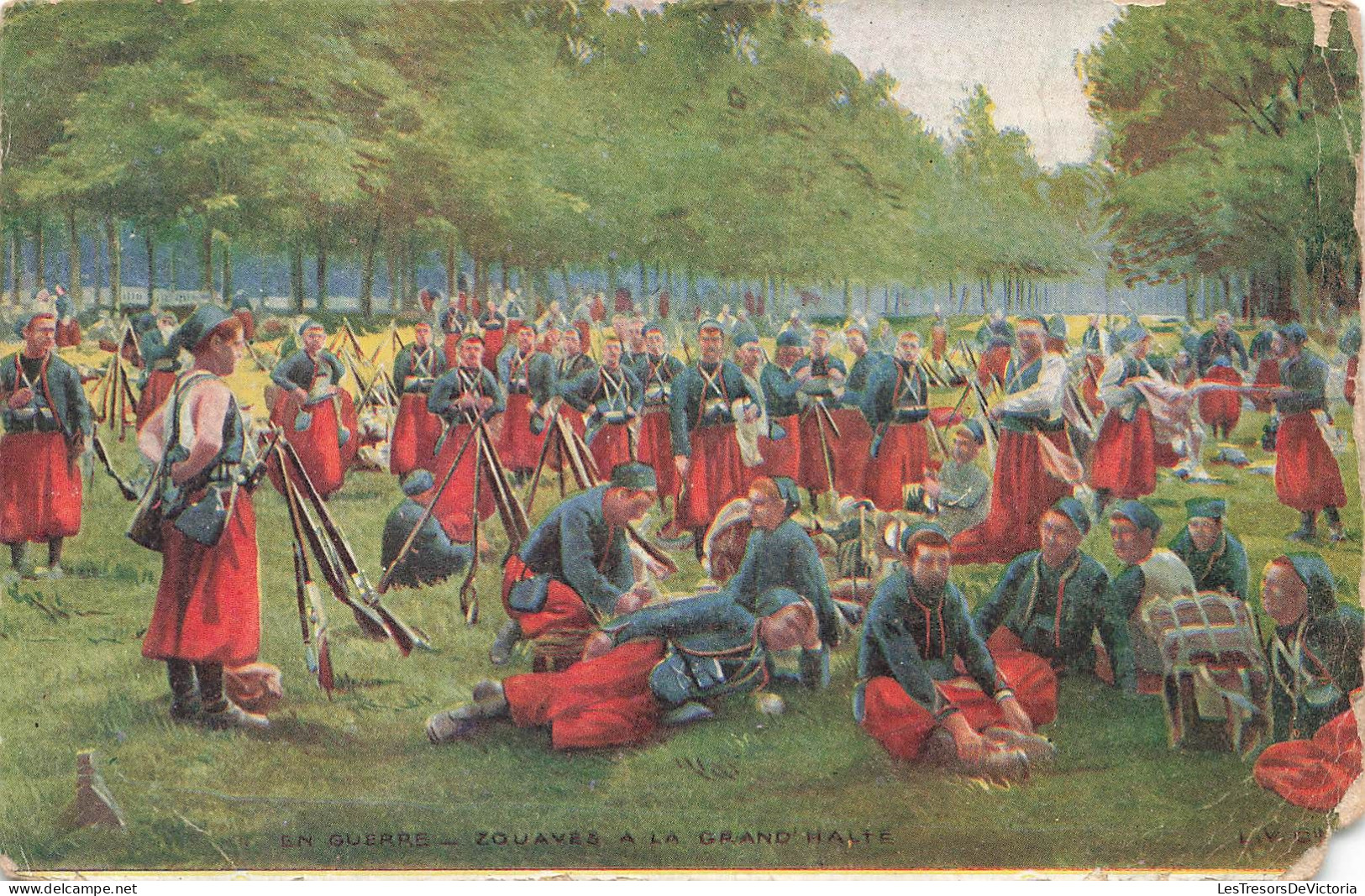 MILITARIA - En Guerre - Zouaves à La Grand'Halte - Colorisé - Carte Postale Ancienne - Autres & Non Classés