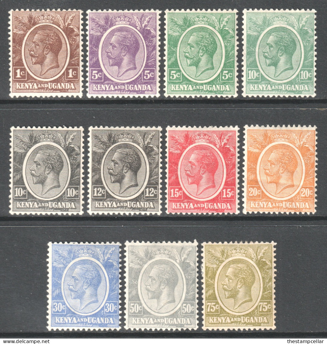 KUT Kenya And Uganda Scott 18/28 - SG76/86, 1922 George V Set To 75c MH* - Kenya & Uganda