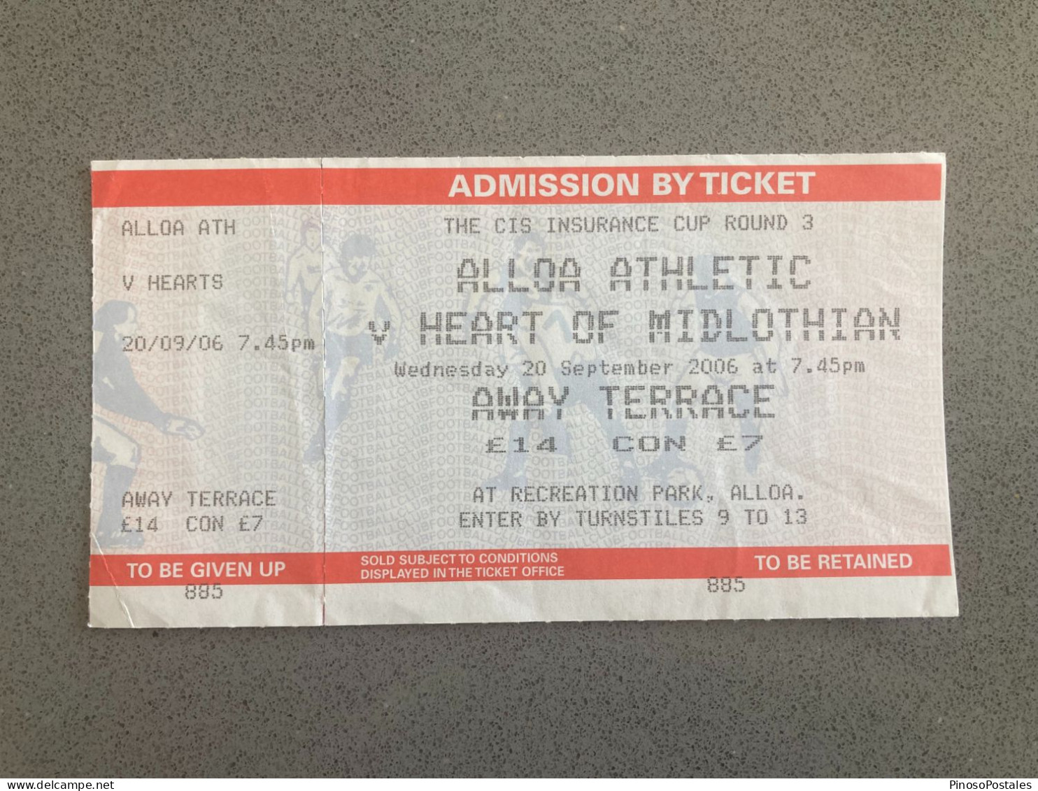 Alloa Athletic V Heart Of Midlothian 2006-07 Match Ticket - Tickets & Toegangskaarten