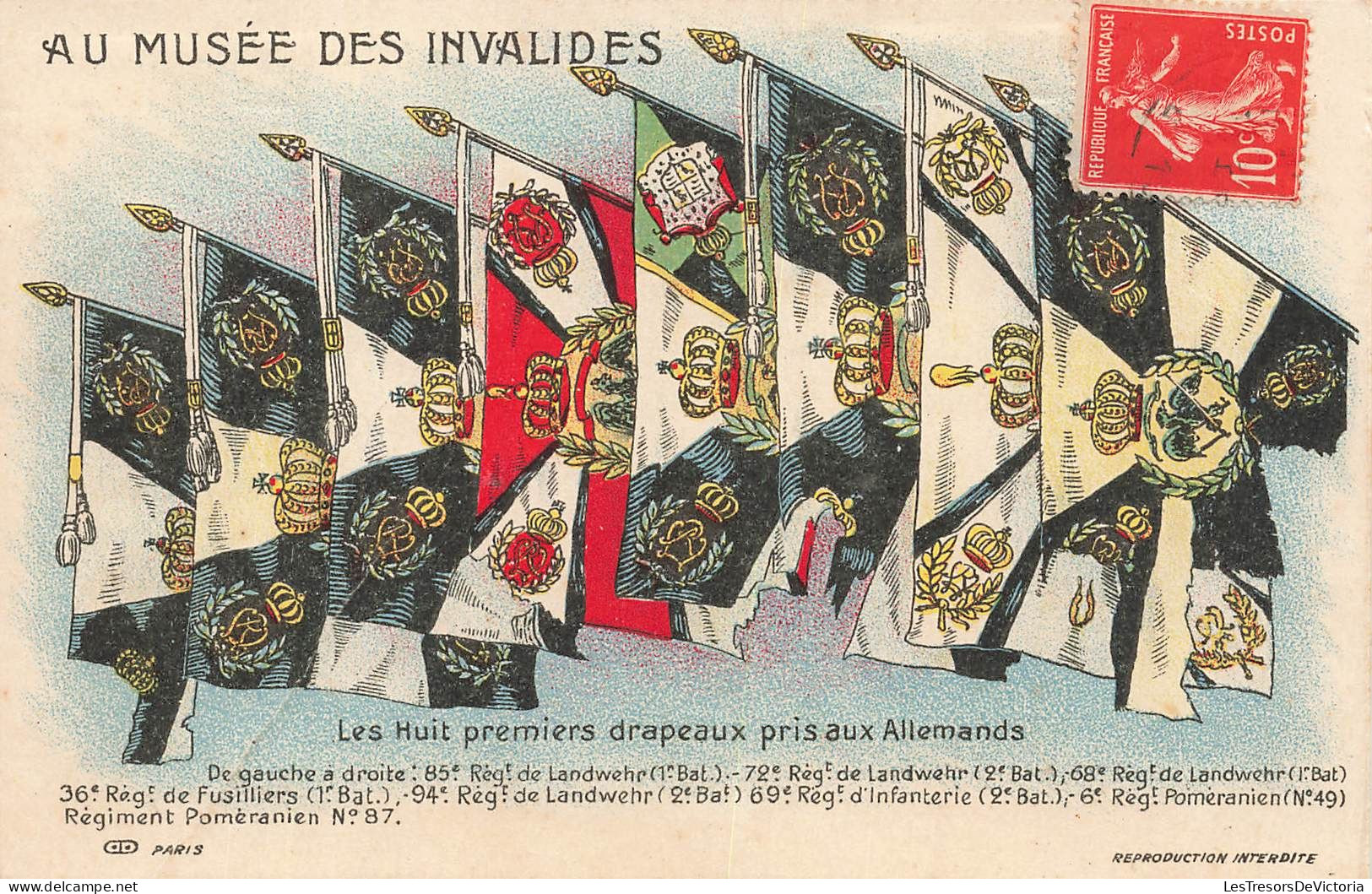 HISTOIRE - Les Huit Premiers Drapeaux Prix Aux Allemands - Au Musée Des Invalides - Colorisé - Carte Postale Ancienne - Geschichte