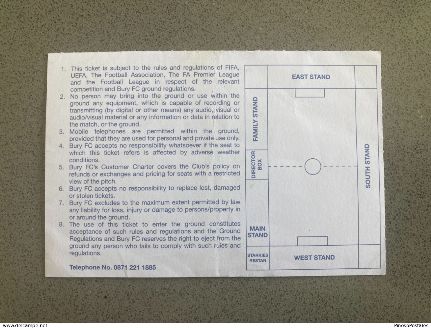 Bury V Portsmouth 2013-14 Match Ticket - Tickets & Toegangskaarten