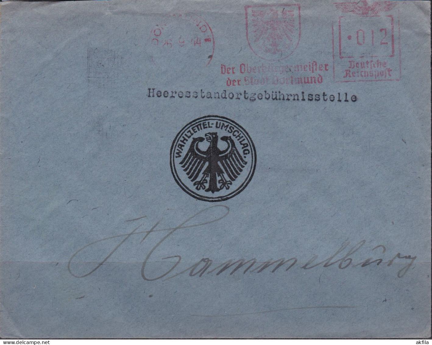 WWII Germany 1944 Mail From Dortmund To Hammelburg Camp - Prisoners Of War Mail