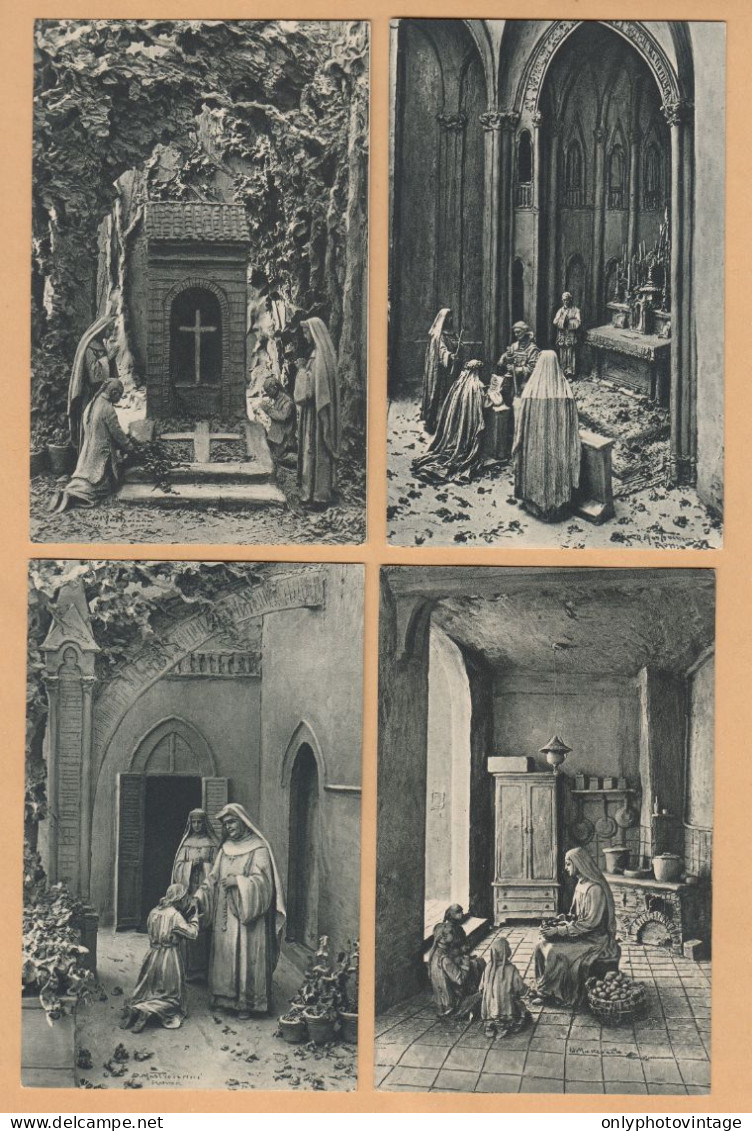 Lotto Di 16 Cartoline Formato Piccolo Tematiche Illustratore Mastroianni Allegoria E Altre - Mastroianni