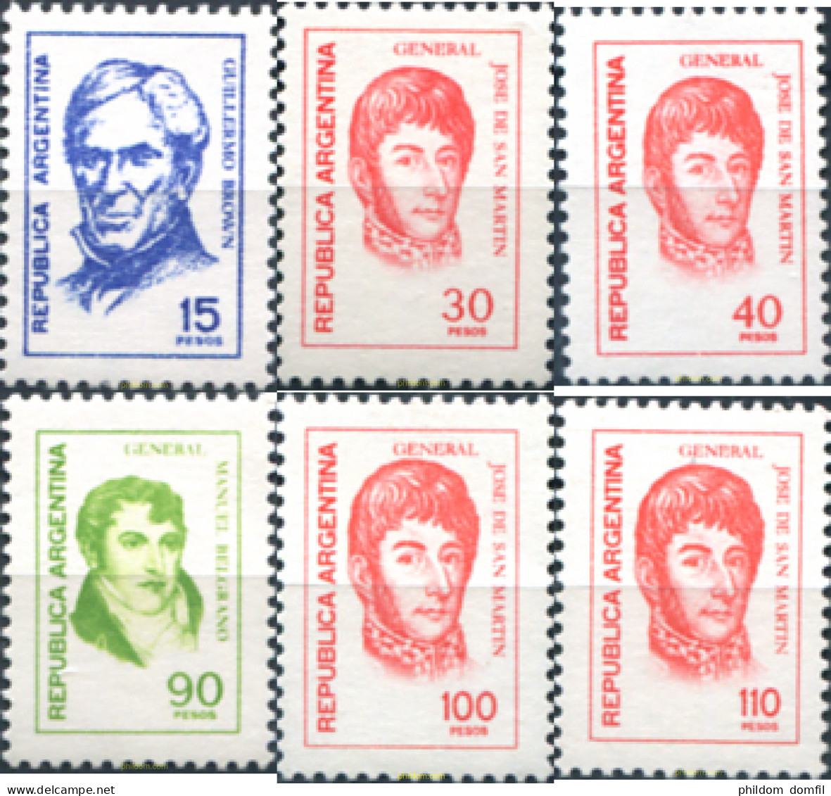 728848 MNH ARGENTINA 1977 SERIE CORRIENTE. PERSONAJES - Nuevos